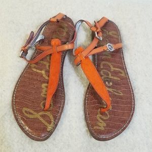 Sam Edelman Galia Calf Hair Orange Thong Sandals Size 9.5